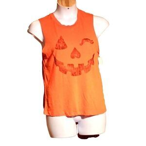 FIFTH Sun Medium Tank Top Halloween Orange Cotton Blend